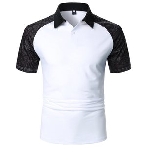 Camiseta Polo Blanca para Hombre con Manga Negra, Manga Corta, Tejida, Transpirable, Estilo Casual, MOQ Bajo, Camisetas Polo para Hombre - Product Image 1