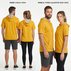 T-shirt à capuche à manches courtes pour hommes et femmes, vêtements décontractés d'été avec poche, tee-shirt à capuche unisexe, streetwear d'été, t-shirt à capuche unisexe - Product Image 5