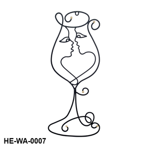 Arte de Pared Colgante Minimalista Moderno de Hierro Forjado Artesanal con Perfiles Entrelazados Románticos en Forma de Copa para Regalo de Inauguración de Casa - Product Image 5