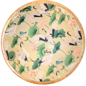 Ensemble de bols en bois faits à la main en Inde et cuillères de service pour salade avec motif imprimé en émail pour le service des aliments et la vaisselle à domicile - Product Image 4