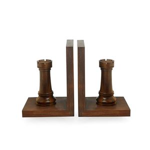 <b>Rustic</b> Wooden Desktop Bookends with Metal Storage Organizer Decorative Book Holder Pen Pencil <b>Desk</b> Organizer Set - Product Image 4
