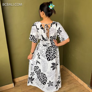 Offre Spéciale de robe de style tropical en rayonne d'été de haute qualité pour femmes avec longue longueur et grandes tailles - Product Image 2