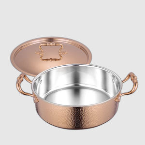 Olla de cocina de cobre martillado moderna y lujosa con tapa, compatible con inducción, utensilios de cocina premium para cocina y restaurante - Product Image 4