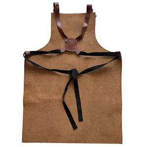 SALUBRIOUS SPORTS Unisex Polished Shiny Dark Cowhide Split Leather Welding Apron with <b>Spark</b> Model SS-LA-0050 OEM Service - Product Image 3