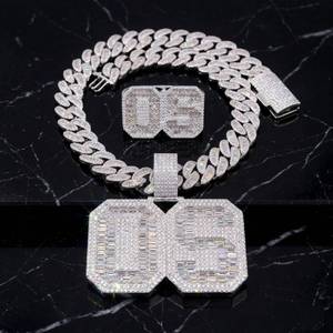 Collar de Cadena Cubana Miami para Hombre, de Plata 925 Maciza y Oro Rosa, con Moissanita de Corte Baguette, Pasa Prueba de Diamante - Product Image 2
