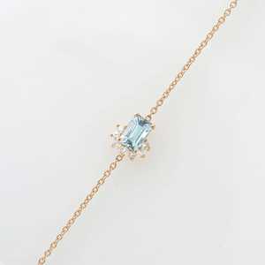 Delicada Pulsera de Aguamarina con Corte Esmeralda, Plata de Ley 925 Certificada, Chapada en Oro Rosa de 14K, Ideal para Regalo - Product Image 5