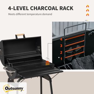 Parrilla Portátil de Carbón de 30 Pulgadas con Ruedas para Acampar al Aire Libre, con Rejilla de Carbón Ajustable y Estante de Almacenamiento - Product Image 5