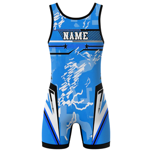 ชุดนักมวยปล้ำชายแบบไฮคัท สีน้ำเงิน น้ำหนักเบา สำหรับฝึกซ้อมและการแข่งขัน - Product Image 6