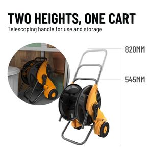 Chariot enrouleur de tuyau en plastique ergonomique, réglable en hauteur, avec cadre robuste, 50 m, pour l'arrosage des pelouses et des jardins - Product Image 5