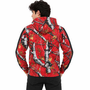 Sudadera con Capucha Estampada Camuflaje Rojo de Moda, Estilo Urbano Gráfico, Manga en Contraste, Top Casual con Capucha, Venta al por Mayor OEM Personalizado EE. UU. - Product Image 2