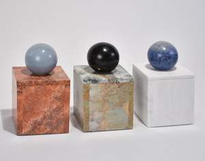 Marble square storage <b>boxes</b> with stone sphere lid decorative organizer container jewelry <b>keepsake</b> holder storage set - Product Image 1