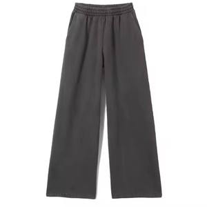 <b>Men</b> <b>Wide</b> <b>Leg</b> Straight <b>Trousers</b> Loose Fit Casual Pants Mid Rise Drawstring Closure 100% Cotton Heavyweight Streetwear Lounge Wear - Product Image 3