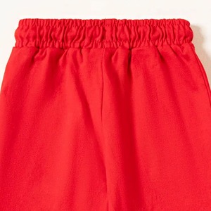 Shorts en coton tricoté rouge avec cordon de serrage à la taille et poches, style décontracté, taille mi-haute, coupe régulière, qualité supérieure - Product Image 5