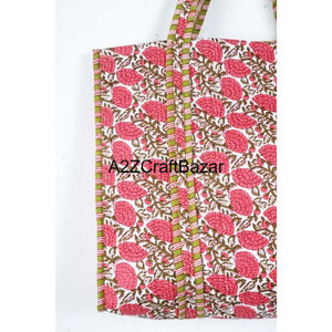 กระเป๋าโท้ทชายหาดลายทางผ้าฝ้ายควิลท์สไตล์โบโฮทำมือ ขนาดใหญ่ พร้อมหูหิ้วยาวสำหรับผู้หญิง ใช้สะพายไหล่ ใช้ได้ทุกวัน สำหรับช้อปปิ้งและงานแสดงสินค้า - Product Image 5