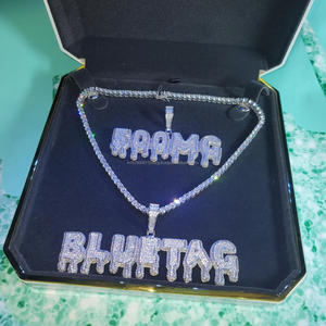 Custom Letter <b>Name</b> Pendant Necklace Iced Out Moissanite Diamond Tennis <b>Chain</b> Hip Hop Jewelry - Product Image 1