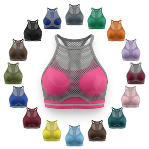 New Design Trendy Breathable Mesh Sports <b>Bra</b> Fitness Yoga Running Padded Quick Dry Activewear Custom Embroidery Logo Sports <b>Bra</b> - Product Image 1