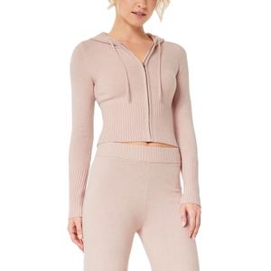 ชุดเซ็ตเสื้อฮู้ดครอปและกางเกงขายาวทรงบานเอวสูงแบบสตรีทแวร์สีพื้นสำหรับผู้หญิง - Product Image 6