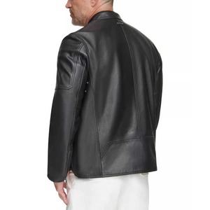 High Quality Casual Style <b>Men's</b> Leather <b>Jacket</b> Good Solid Color <b>Canvas</b> <b>Jacket</b> with Stand Collar Stylish <b>jacket</b> <b>for</b> <b>men</b> - Product Image 6