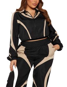 Top corto de nailon de verano para mujer hecho a medida, chándal de poliéster 100%, ropa de mujer 2025, traje transpirable de Color de retazos - Product Image 3