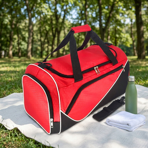 Bolsa Deportiva Unisex Roja con Compartimento para Zapatos, Gran Capacidad, Poliéster, Bolsa de Viaje Deportiva, Correa Ajustable, Estilo Casual - Product Image 6