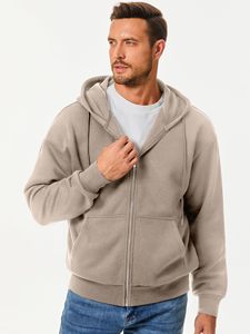 Custom Logo 400G 100% Cotton Heavyweight <b>Fleece</b> <b>zipper</b> Hoodie for Men's Winter Print Embroidered Knitted Stock Blank - Product Image 3