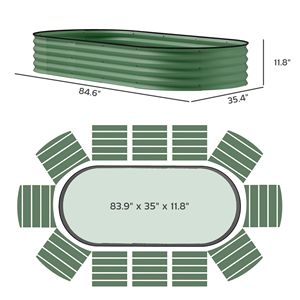 Set di Aiuole Rialzate Verdi 7FT X 3FT X 1FT con 2 Pali Metallici per Piante, Accessori da Giardinaggio - Product Image 3