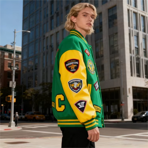 Chaqueta de Béisbol Ligera Estilo Letterman, Fabricada por el Fabricante Original, Chaqueta de Cuero PU Resistente al Viento para Primavera y Otoño - Product Image 1