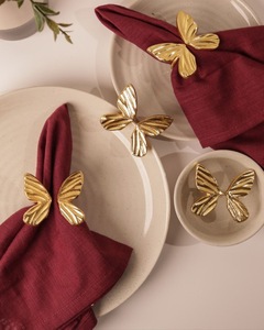 Golden Butterfly Napkin <b>Rings</b> Brass Wedding Table Decor Glam Style Durable Design 4.5cm Width - Product Image 1