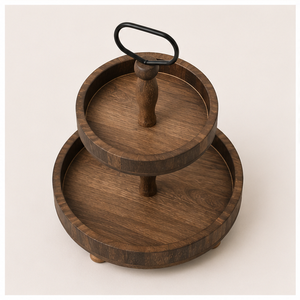Présentoir à gâteaux en bois à 2 niveaux pour mariage et plateau de service de style campagnard pour cupcakes et desserts – Vente en gros - Product Image 3