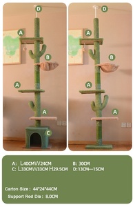 <span class=keywords><strong>Arbre</strong></span> à <span class=keywords><strong>chat</strong></span> sur le thème du cactus avec lit <span class=keywords><strong>cube</strong></span> et poteau céleste - Panneau E1, tissu chenille, corde colorée de 4 mm, centre de jeu et de sommeil moderne - Product Image 4