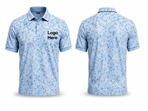 Camiseta de Manga Corta para Hombre, Color Azul Claro, Bordada, Transpirable, Estilo Casual, Logotipo Frontal, Servicio OEM - Product Image 1
