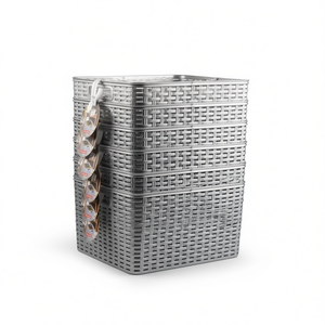 Panier de rangement en plastique argenté CESTA RATTAN N6 28.6L 34X40CM - Product Image 1