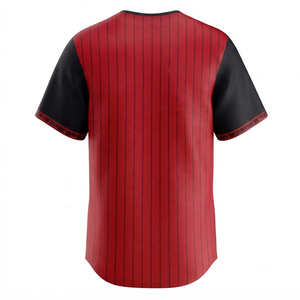 เสื้อเบสบอลลายทางสีแดงพร้อมโลโก้ปีก 55 เสื้อผ้ากีฬาโพลีเอสเตอร์แขนสั้นสำหรับผู้ชาย - Product Image 2