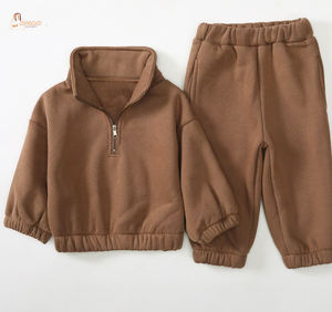 Conjunto de Sudadera de Algodón Orgánico para Bebé Niño y Niña, Sudadera con Cierre, Estilo Vintage, Ecológica, de Manga Larga, Color Sólido - Product Image 1