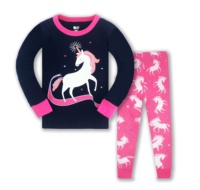 Conjunto de Pijamas para Niñas, 100% Algodón, Tejido de Rizo, Casual, Transpirable, Térmico, de Secado Rápido, Tallas Grandes, Estampado, Color y Talla Personalizables