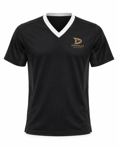 Chemise d'entraînement d'arts martiaux noire à col en V pour homme, respirante, en polyester, uniforme pour la pratique du karaté et du taekwondo - Product Image 1