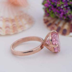 925 Sterling <b>Silver</b> Pink Cushion Cut Moissanite <b>Solitaire</b> Engagement <b>Ring</b> Rose Gold Wedding Promise <b>Ring</b> for Women - Product Image 3