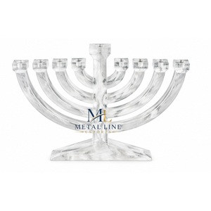 Candelabro de Resina de Mármol para Hanukkah, Menorah de 9 Ramas, Venta al por Mayor, Moderno Portavelas Judío para Decoración del Hogar y Regalos - Product Image 5
