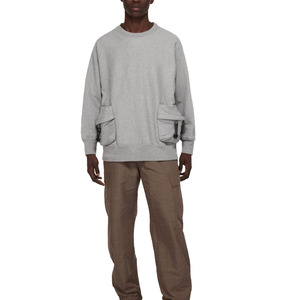 Sweat-shirt à col rond surdimensionné pour homme, gris uni, en coton tricoté, avec poche, style décontracté, pour l'automne - Product Image 4