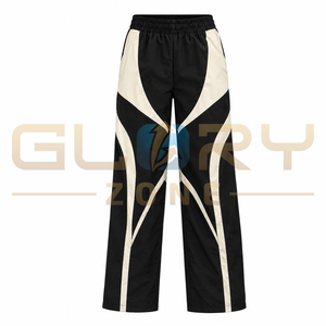 Custom <b>Black</b> Cream Tracksuit <b>Set</b> Cropped Jacket And Wide Leg Pants Trendy Women Sportswear <b>Gym</b> Casual Fashion Premium Clothing - Product Image 3
