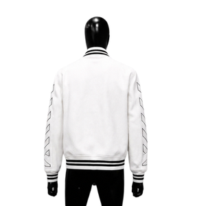 HIGH QUALITY <b>WHITE</b> VARSITY <b>JACKET</b> Button Closure Casual Autumn Wear MODERN STREET STYLE COMFORT FIT VARSITY CLASSIC SPORTS BUTTO - Product Image 2