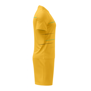 Camiseta de Fútbol Amarilla de Manga Corta para Hombre, Cuello Redondo, Absorbe la Humedad, Ropa Deportiva de Poliéster para Todas las Temporadas, Diseño a Rayas - Product Image 2