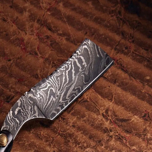 Cuchillo de Barbero Multifuncional de Acero de Damasco Tradicional Hecho a Mano, Marca Burraq Ecommerce, OEM ODM, con Funda de Cuero de 7 Pulgadas y 1 Hoja - Product Image 2