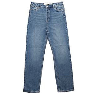 Pantalones vaqueros de mezclilla lavados de diseño personalizado de precio bajo OEM para mujer, pantalones vaqueros rectos suaves y cómodos con estilo - Product Image 3