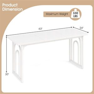 Spacious 63\"x24\"x30\" Rectangular <b>Dining</b> <b>Table</b> with Adjustable Foot Pads Waterproof Stain Resistant Surface - Product Image 3