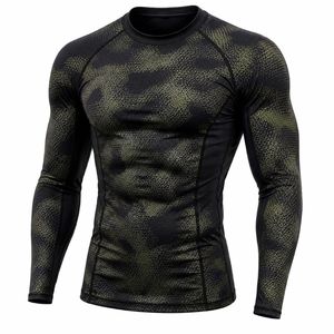 Chemise de compression pour homme à manches longues, col rond, en spandex et polyester, à séchage rapide, imprimé camouflage - Product Image 2