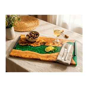 Elegante Bandeja de Resina y Madera Ecológica Hecha a Mano para Decoración de Mesa de Bodas, Eventos de Catering, Apta para Lavavajillas, Accesorios para Servir - Product Image 1