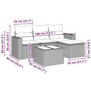 Ensemble de canapés de jardin en rotin noir avec coussins crème, mobilier d'extérieur au design contemporain, résistant à l'eau et aux UV, en osier PE - Product Image 3
