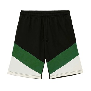 Pantalones Cortos Deportivos Casuales para Hombre, con Paneles Geométricos en Bloques de Color, Cintura con Cordón Ajustable, Negro, Verde, Blanco, Corte Medio, Transpirables, Tejido de Punto - Product Image 1