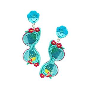 Pendientes Largos con Cuentas de Semillas Bordadas, Chapados en Oro, Diseño Personalizable, Hechos a Mano - Product Image 1